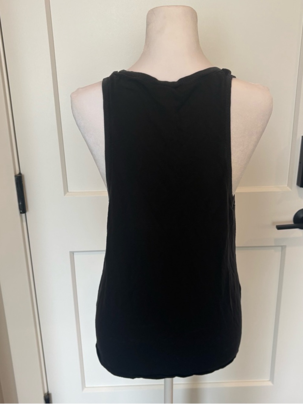 Black Women's Ribbed Tank Top with Gold Logo - Picture 2 of 7